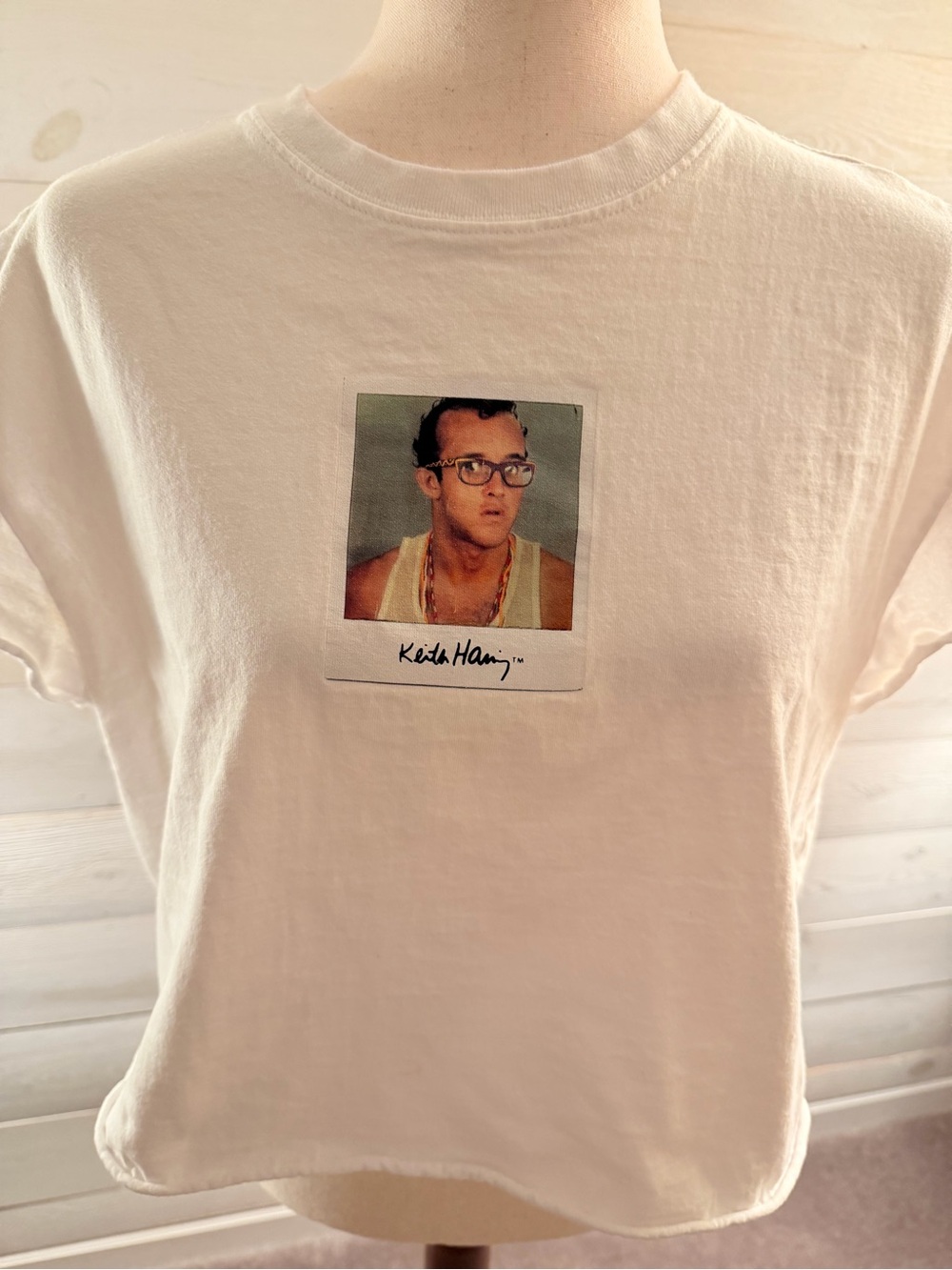 Keith Haring H&M White Cropped Graphic Tee